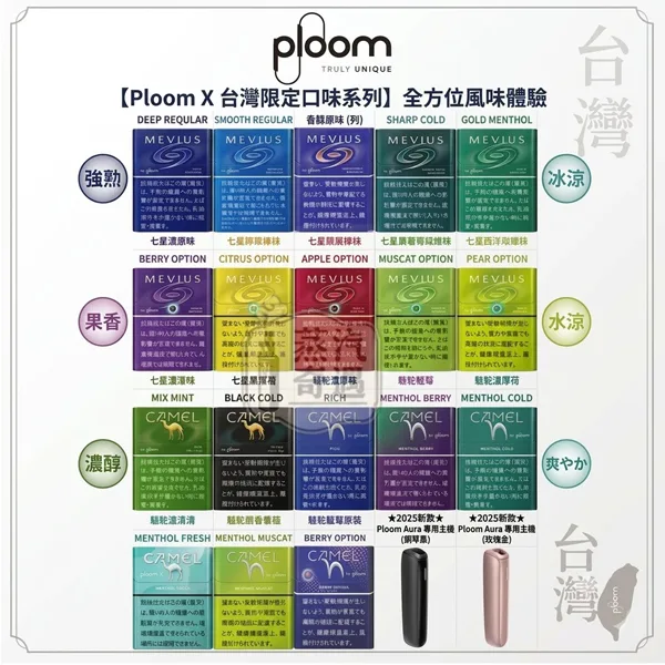 日本版Ploom煙彈21種口味｜MEVIUS/CAMEL/EVO｜Ploom AURA及Ploom X系列專用 整條10盒裝【日本原裝進口】蒸汽奇遇